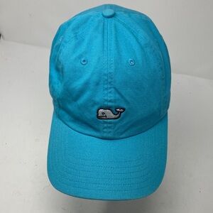 Turquoise Vineyard Vines Whale Logo Baseball Cap Adjustable Brass Buckle Strap.